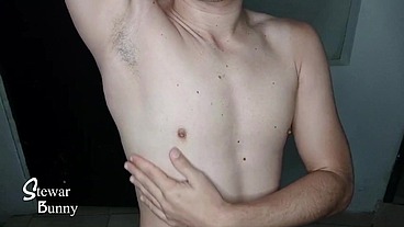 playing with my breast and cream