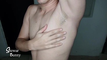 playing with my breast and cream