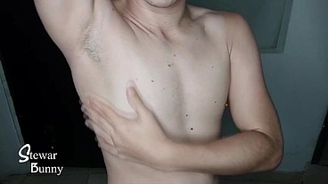 playing with my breast and cream