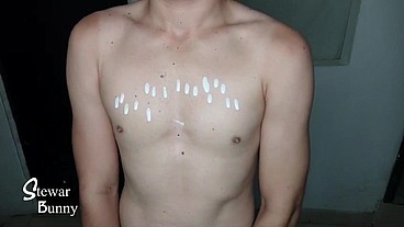 playing with my breast and cream