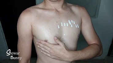 playing with my breast and cream