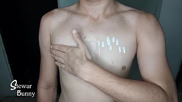 playing with my breast and cream