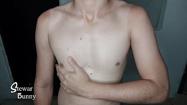 playing with my breast and cream