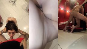 nikatsu and a big cock test a bdsm guillotine chair in a motel room