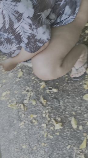 Pissing next to the car
