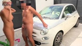 Neighbor's Car Wash Surprise: Busty MILF Gets Steamy!