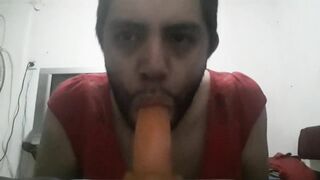 Blowing on mother's plaything 14