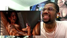 beautiful transgender teen discovering her hard tasty girl cock and gets her whole body cum covered, ai generated