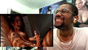 beautiful transgender teen discovering her hard tasty girl cock and gets her whole body cum covered, ai generated