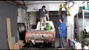 Amateur German slut rides dick in truck trailer