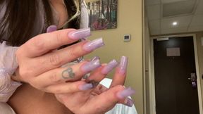 Mya Blue purple cat eye nails hand worship