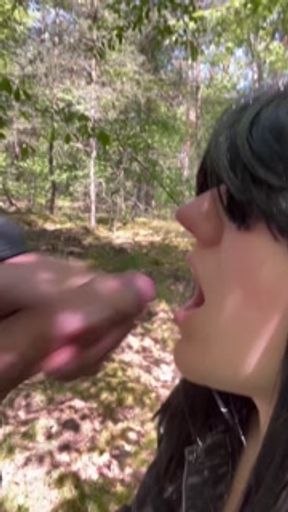 Surprised in Woods, she sucks and swallows