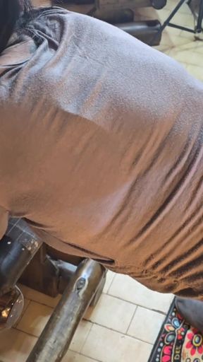 Wife fucking dildo while two guys cum and jizz on her dildo  cum for lube   Clip 1