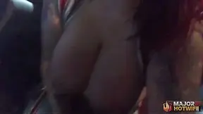 Curvy blonde Kendra Lee gives a sloppy handjob and completely throat in public