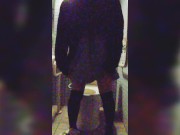 Crossdresser filmed herself peeing in a public restroom in the middle of the night.