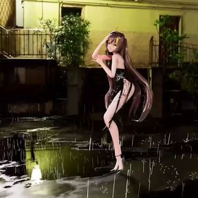 Bingtang - Sexy Black Dress Dancing With Rain