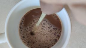 Piss into chocolate milk and using piss to make coffee