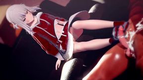gawr gura footjob hentai hololive vtuber cumshot mmd 3d red clothes