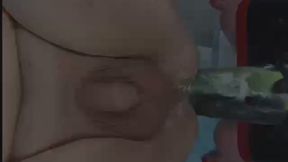 Anal work out for hubby slut hole he is getting a good filling