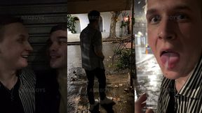 risky extreme couple jerk off outdoor in public under the rain (very romantic)