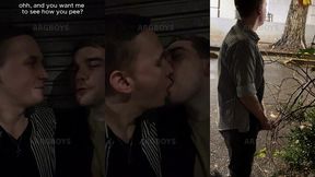 risky extreme couple jerk off outdoor in public under the rain (very romantic)