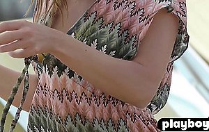 Cute small tits blonde teen Emily Rise posed with sexy MILF Anetta Keys