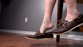Side View Shoeplay Dangling Worn Brown Leather Loafers FootPlay - Kylie Jacobsx - MP4 720p HD