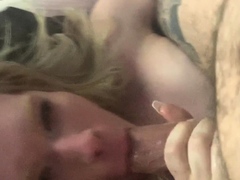 Lapdance and blowjob made by BIG boobs blonde