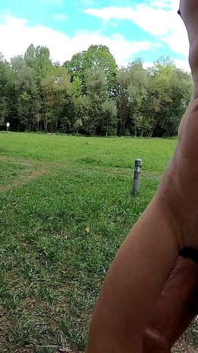 Cockring and Half Hard Dick Meets Outdoor