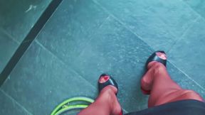 stiletto mules sweaty nylons joi feet