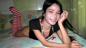 ”Innocent Asian femboy teen ass fucking with a dildo & a hard prick”