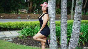 Playful hottie Camila Valdovino feels a long wiener in her little twat