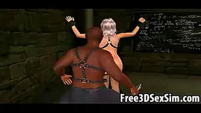 Ebony Stud Dominates Sexy 3D Cartoon Hottie In Bondage