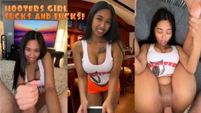 Filipina Hooters waitress rides cock in cowgirl and missionary