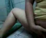 Selfie of my petite Asian girlfriend fingering and squirting in bathroom