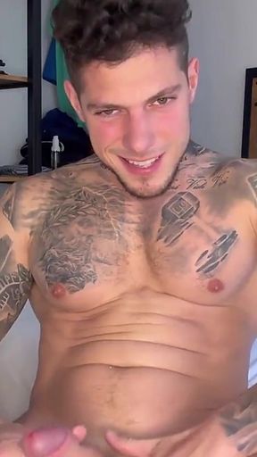 Sexy Hunk Tattooed Playing with My Fat Cock and Hole