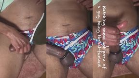 playing with my black dick watching porn