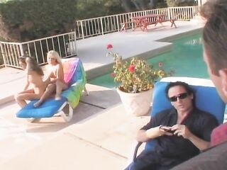 The gorgeous Kayla Quinn and Jana Cova have lesbo sex by the pool