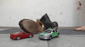 Cars under hard wooden Clogs