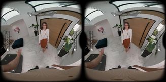 Experience Lexi Luna's Sensual Office Fantasy in VR: Glasses, Stockings, and Alluring Curves