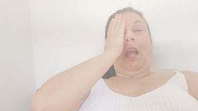 Yawning with big mouth