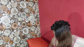 Naughty slut put hair rollers and give blowjob. Part 2 - Custom Video