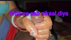 Desi Wife Gives Slow Handjob and Makes Husband Cum  Homemade  Faceless Indian Bhabhi Jerks Off Hubby to Cum