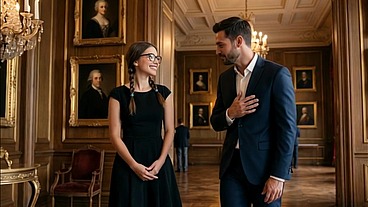 The young woman from the museum does a VIP guide with a very popular man to ride his cock - AI-generated content