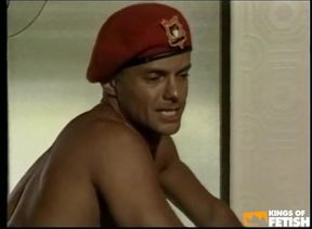 Guy in military uniform gets ass banged in doggy position by a friend