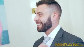 Horny Diego Reyes sits and takes every inch of the cock of suited D Dan