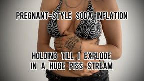 Pregnant-Style Soda Inflation: Holding Till I Explode in a Huge Piss Stream