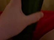 Using a pussy pocket to wank off my dick with a condom