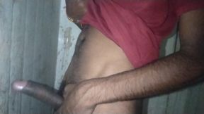 Lal t-shirt pahankar bathroom ke andar master vate karta hun