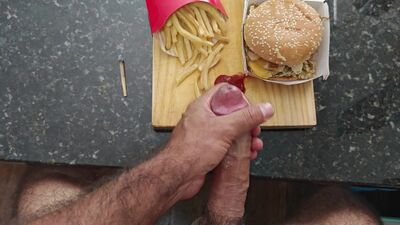 Smoking a joint, I jerked off and came on my McDonald's Big Mac